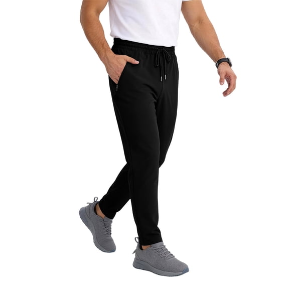 Black Sweatpants Mens with Pockets Gym Joggers Tapered - Pull up Athletic Pants for Workout Casual Track Pants M