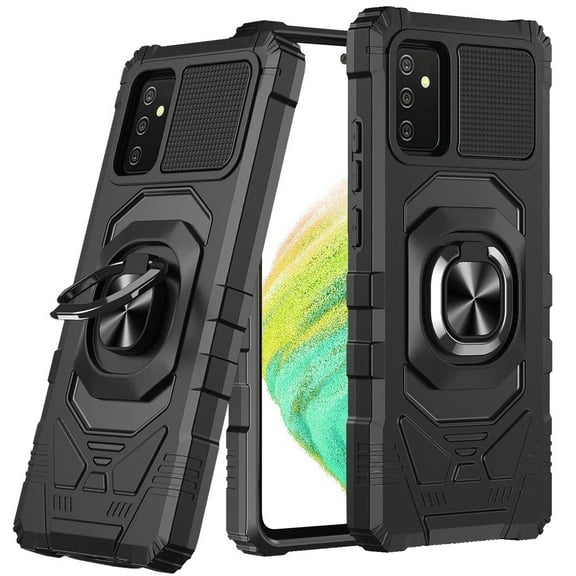 For Samsung Galaxy A54 5G SM-A546U Robotic Kickstand Phone Case Cover   Tempered Glass - Black