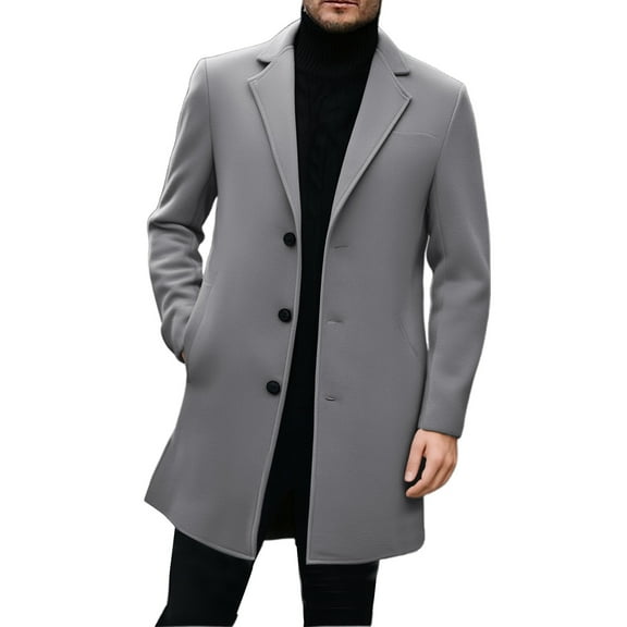 Fgnfyis Trench Coat Men Slim Fit Short Anorak Coat Blend Peacoat Jacket for Autumn Winter Windproof Outdoor Casual Wear Mens Jacket Winter GY1 L