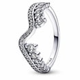 thumbnail image 2 of Pandora Sparkling Asymmetric Wave Ring, 2 of 5