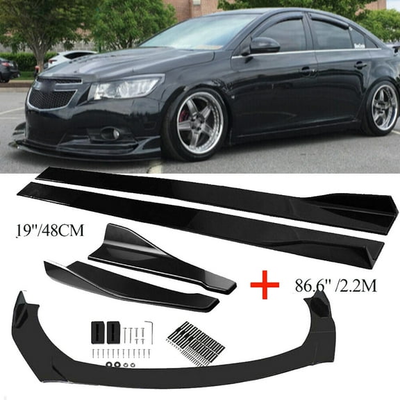 For Chevrolet Cruze Front Bumper Lip Spoiler Splitter 86.6" Side Skirt Body Kit