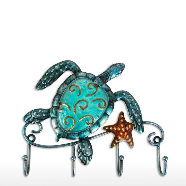 Gancho de pared de tortuga Gancho de pared de hierro con forma de animal Gancho de pared decorativo rústico Adorno para sala de estar y baño