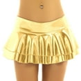 thumbnail image 3 of Zaldita Women's Shiny Metallic Mini Skirt Latex Pleated Micro Skater Skirt Rave Party Nightout Clubwear Gold XL, 3 of 7