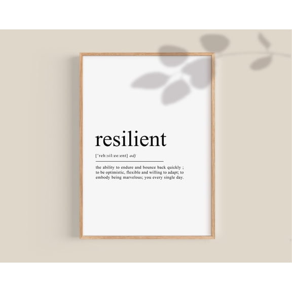Resilient Definition Poster Inspirational Office Decor Home Decor, 8x12 UNFRAMED