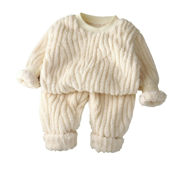 EDFBUYKRS Cute Fall Outfits for Girls Girls Winter Flannel Pajama Two Piece Cozy Loungewear for Kids Soft Thermal Sleepwear with Thick Warm Fabric Toddler Clothes