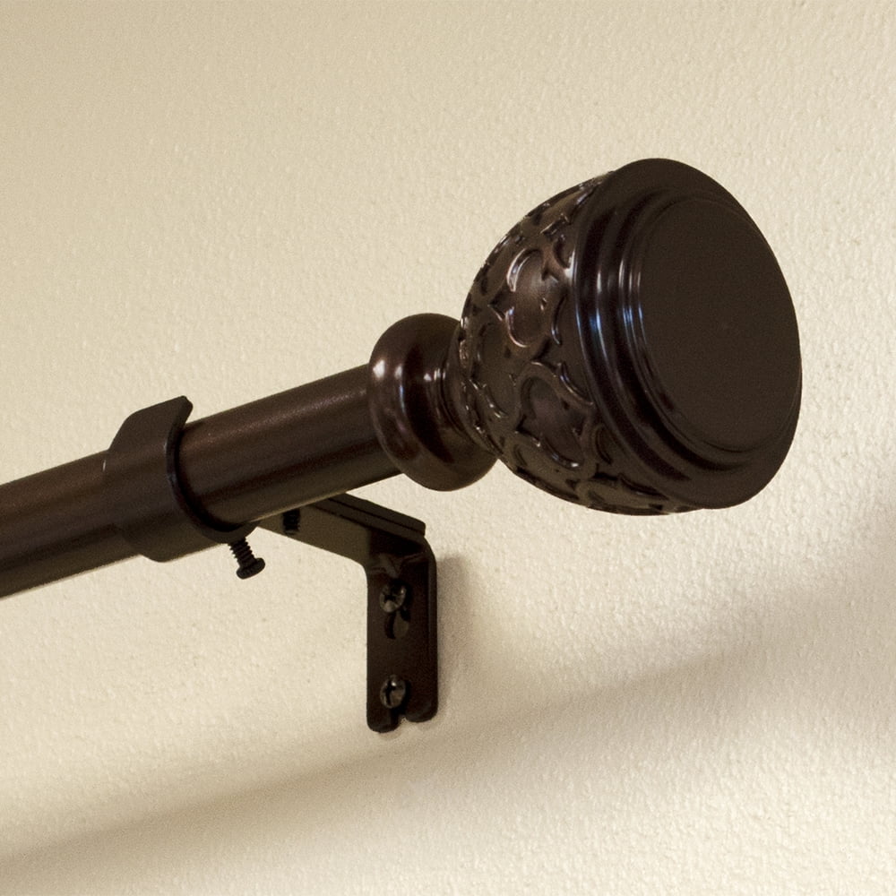 Lumino 1" Bronze Orleans Urn Adjustable Single Curtain Rod Set, 42"-120"