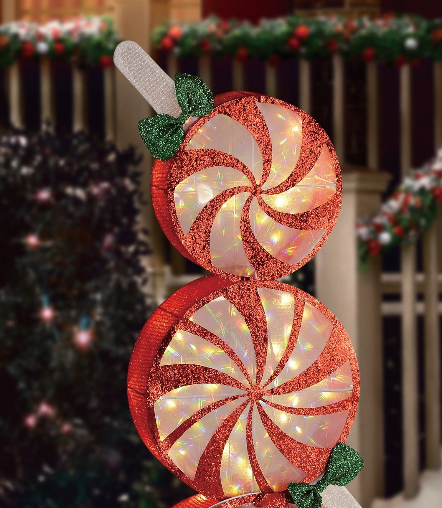 (2 pack) Light-Up Peppermint Lollipop Stack, 43 in, by Holiday Time