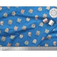 thumbnail image 2 of Soimoi Blue polyester Crepe Fabric Skates & Owl Cartoon Print Fabric by Yard 42 Inch Wide, 2 of 3