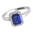 thumbnail image 2 of AoneJewelry Aone Jewelry 10K Emerald Cut Sapphire and Diamonds Cathederal Style Ring (I-J, I1-I2) with 0.65 Cttw made in White and Yellow Gold, 2 of 5