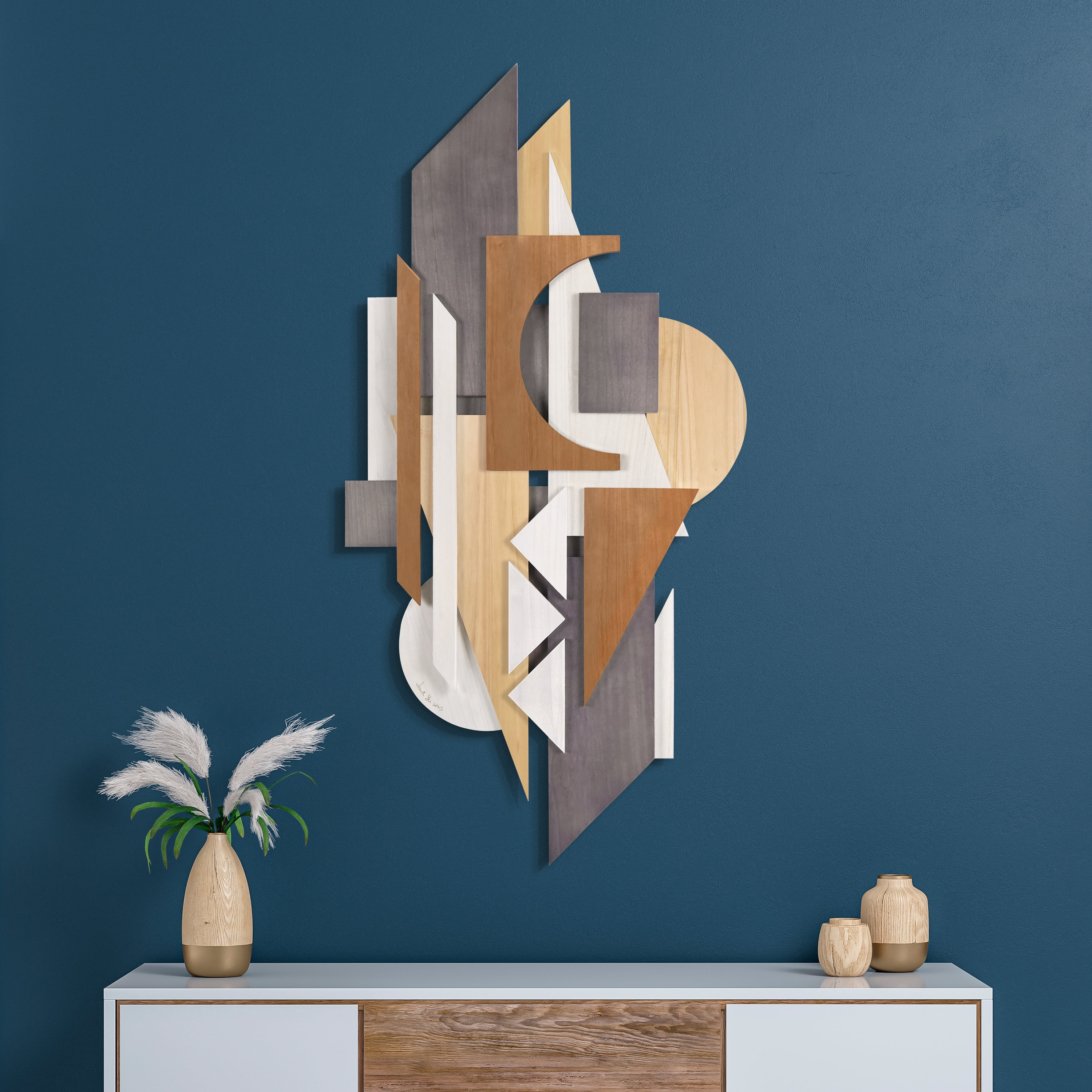 "Moonlit Mist I & II" Hand Made & Hand Finished Dimensional Solid Wood Abstracts