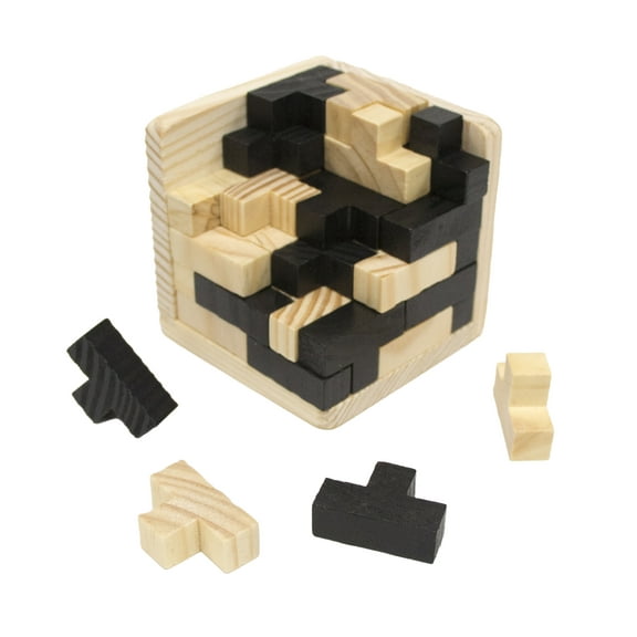 Wooden Intelligence Game 3D Wood Iq Puzzle Brain Teaser Magic Tetris Cube 54 Pc