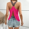 thumbnail image 3 of CYRBOKO Women's Backless Tank Tops, Sleeveless V-Neck Vacation Casual Spaghetti strap top Pink Size S, 3 of 8