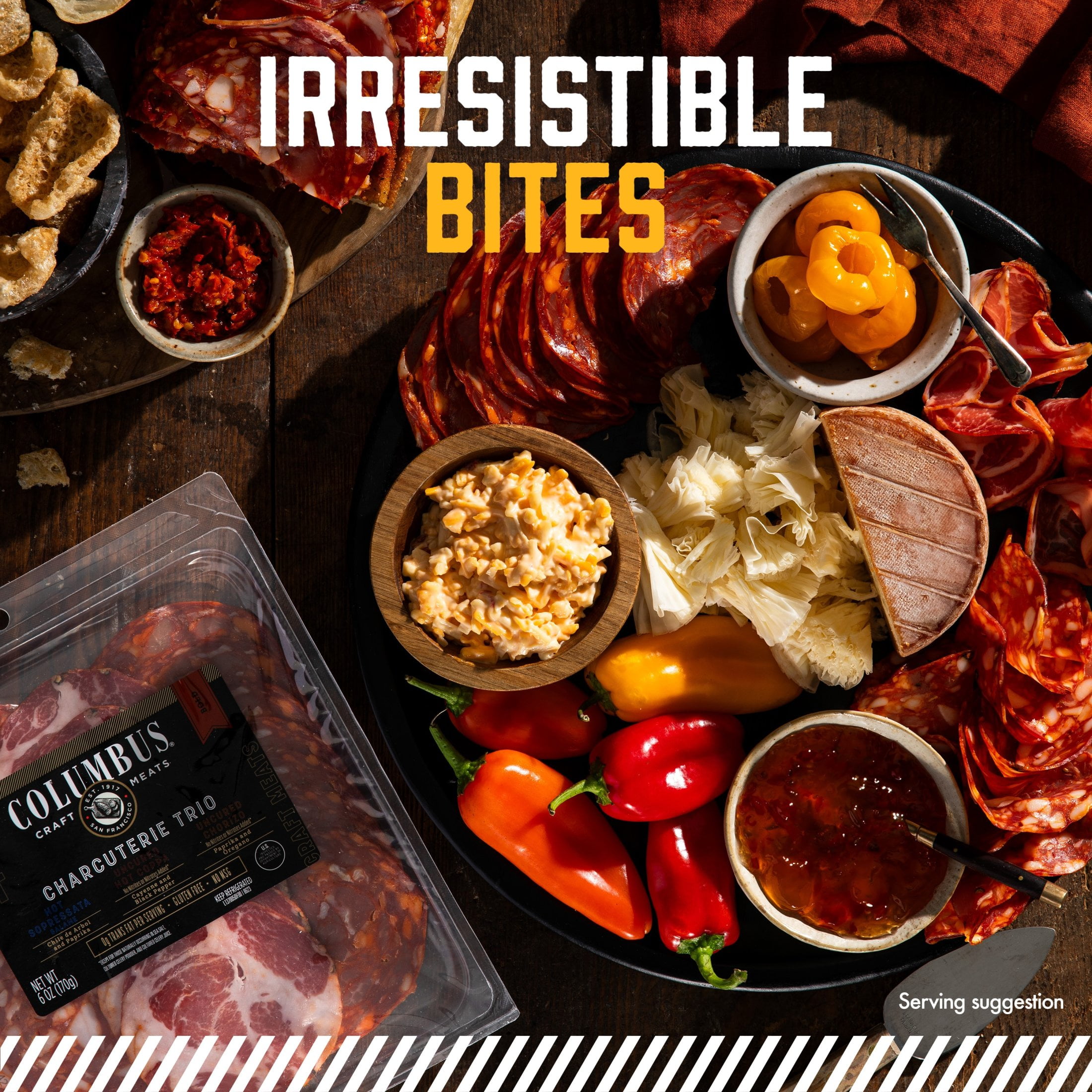 Columbus Charcuterie Trio Bold Snack Pack with Soppressata, Hot Coppa, and Chorizo, 6oz