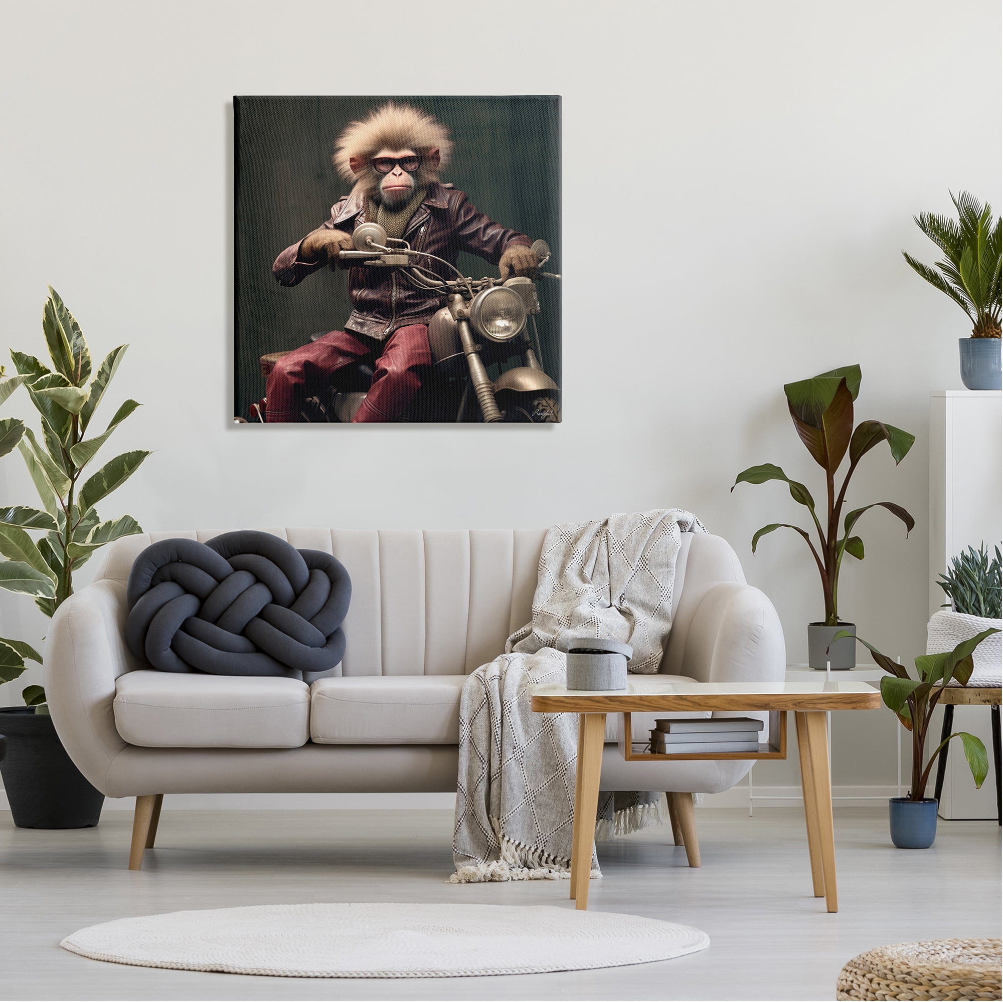 Stupell Industries Biker Monkey Portrait Animals & Insects Painting Gallery Wrapped Canvas Art Print Wall Art, 30 x 30