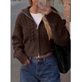 thumbnail image 4 of PRETTYGARDEN Women's Cable Knit Cropped Cardigan Sweaters Oversized Sweater, Long Sleeve Zip Up Jacket, Collared Neck, Ribbed Hem, Cozy Soft Casual Wear, Fall Clothes Winter Outerwear, 4 of 9