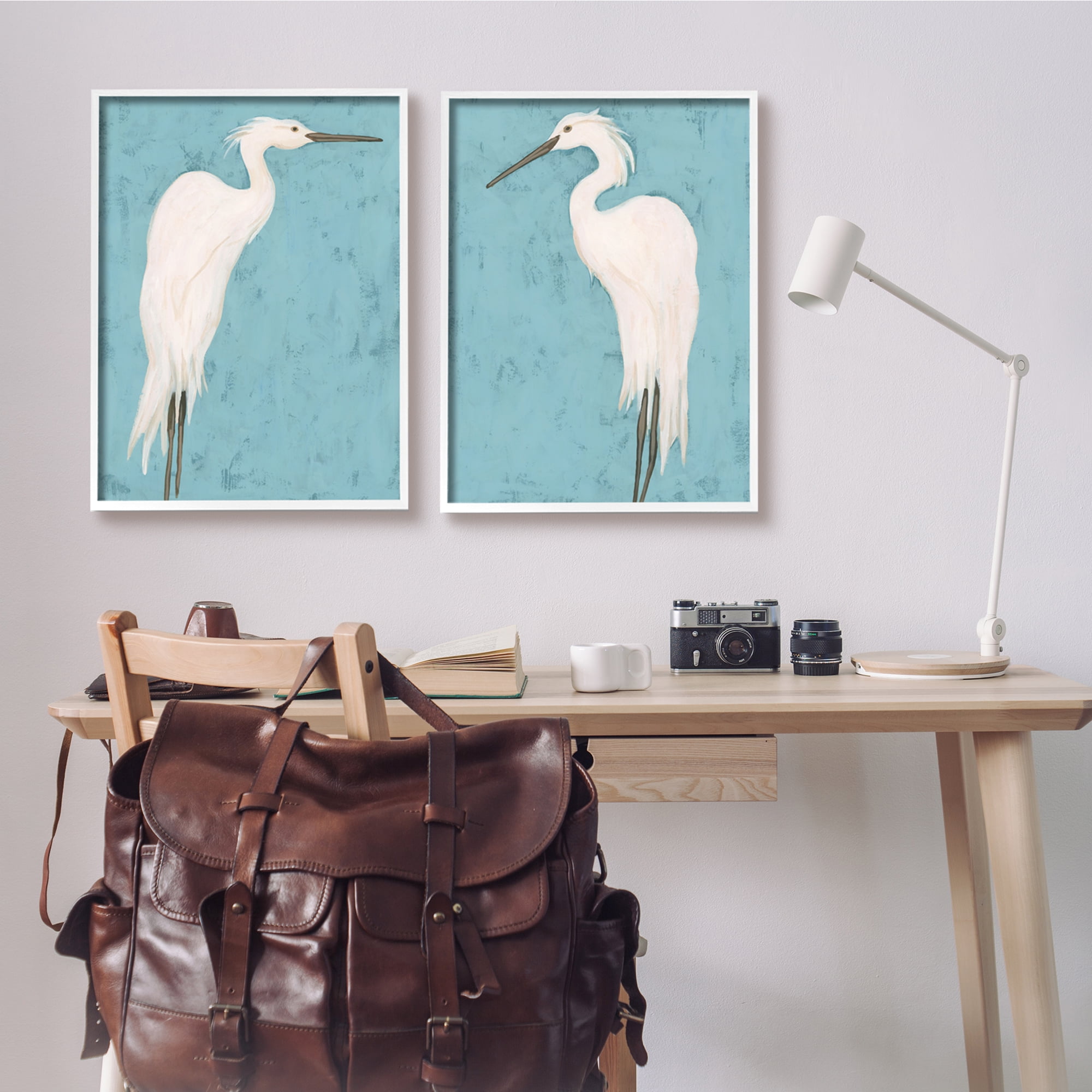 Stupell Industries Nautical Heron Casual Coastal Bird Distressed Blue Painting,24 x 30, Design by June Erica Vess