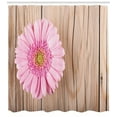 thumbnail image 3 of Ambesonne Floral Shower Curtain, Pink Gerber on Wooden, 69"Wx70"L, Pink Brown, 3 of 3