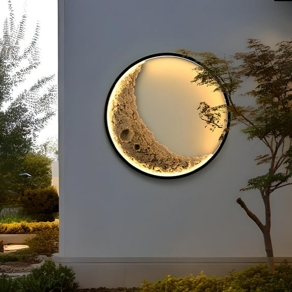 EP Light Indoor/Outdoor Dimmable 25" 3D Moon Wall Lamp for Patio, Yard and Graden