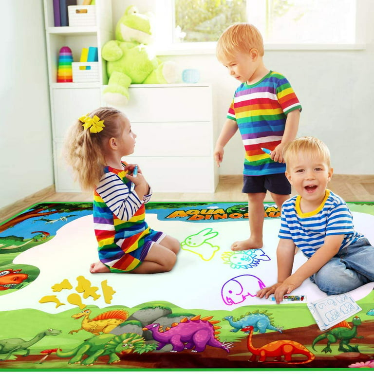 Allaugh Large Water Doodle Drawing Mat,Dinosaur Play Mats for Kids Extra  Large 60 X 36 Aqua Painting Gift Mess Free Writing 7 Rainbow Colors with  Magic Pens for Boy Girl Toddler Baby 