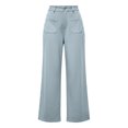 thumbnail image 4 of BRELIL Women's High Waisted Wide Leg Trousers with Pockets Casual Streetwear Long Pants Baggy Loose Fashion Outfits Solid Workout Palazzo, Light Blue 2XL, 4 of 6
