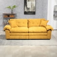 thumbnail image 2 of 84" Chenille Loveseat Sofa, Dual-Layer Overstuffed Sofa with 2 Throw Pillows & Memory Foam, Modern Cloud Couch for Small Spaces, Apartment Office, Yellow, 2 of 9