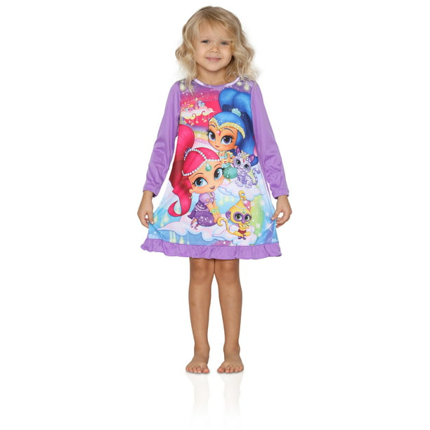 Nickelodeon - Shimmer And Shine Girls Nightgown Rainbow Genies Gown ...