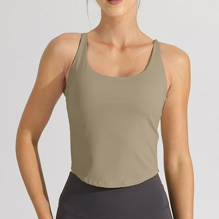 Otvok Womens Yoga Tank Top Solid Color with Chest Pad Sports Underwear Bra Camisole Top