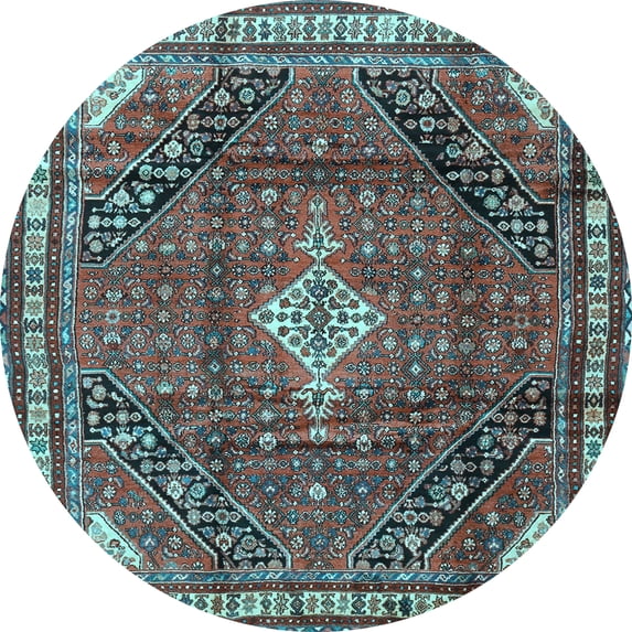 Ahgly Company Indoor Round Persian Light Blue Traditional Area Rugs, 3' Round