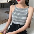 thumbnail image 5 of Korean Summer Top Women Strap Striped Halter Knitted Camisole Women's Clothes, 5 of 5