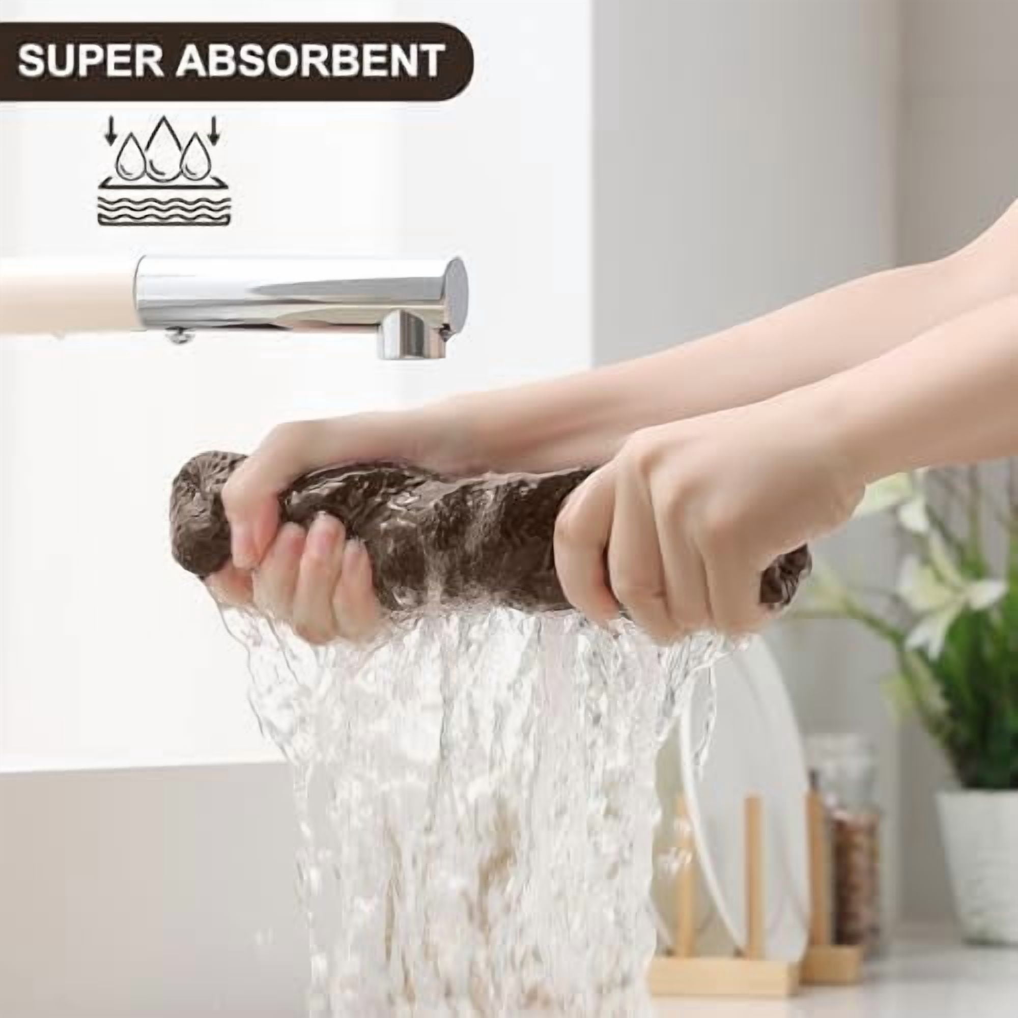 100% Cotton Kitchen Towels and Dishcloths Set, 12 x 12 Inches and 13 x 28 Inches, Set of 10 Bulk Kitchen Towels Set, Ultra Soft Absorbent Dish Cloths for Washing Dishes, Dark Brown