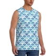 thumbnail image 2 of Uemuo Blue Fish Scale Texture Pattern Men's Sleeveless T-Shirt,Muscle Athletic Tank Top, Moisture-wicking Quick-dry Breathable Classic Tee Top for Gym Run Outdoor Sports-X-Large, 2 of 8