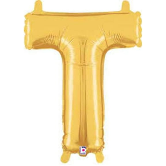 Letter T Gold 14 Inch Air Fill Foil Mylar Balloon [30920]