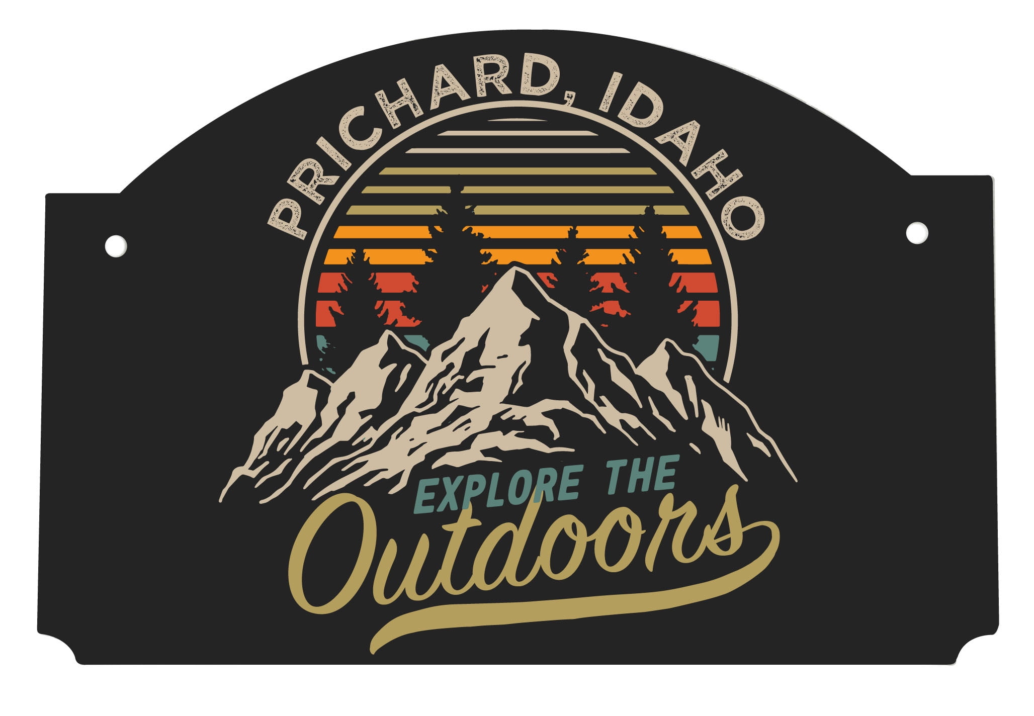Prichard Idaho Souvenir The Great Outdoors 9x6Inch Wood Sign with