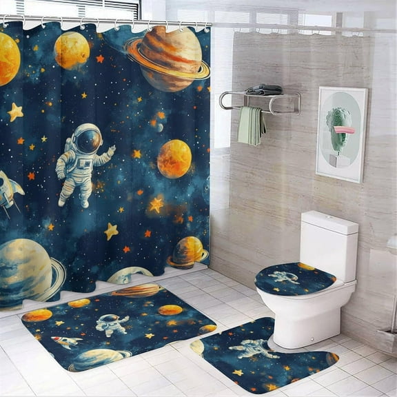 Bathroom Curtain and Rug Set, Christmas Poinsettia Pattern Printed on Shower Curtain sets and Bath Mat Set, Perfect for Bathroom Hotel Dorm Spa Home, 72 x 72 inches