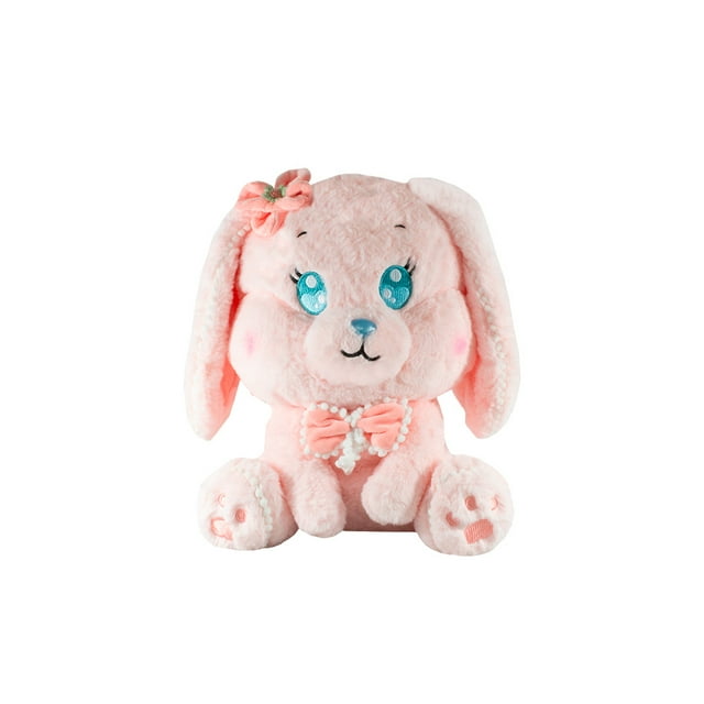 Conejo De Peluche Con Moño Rosa Importadora La Merced Felpa Suave Hipoalergénica