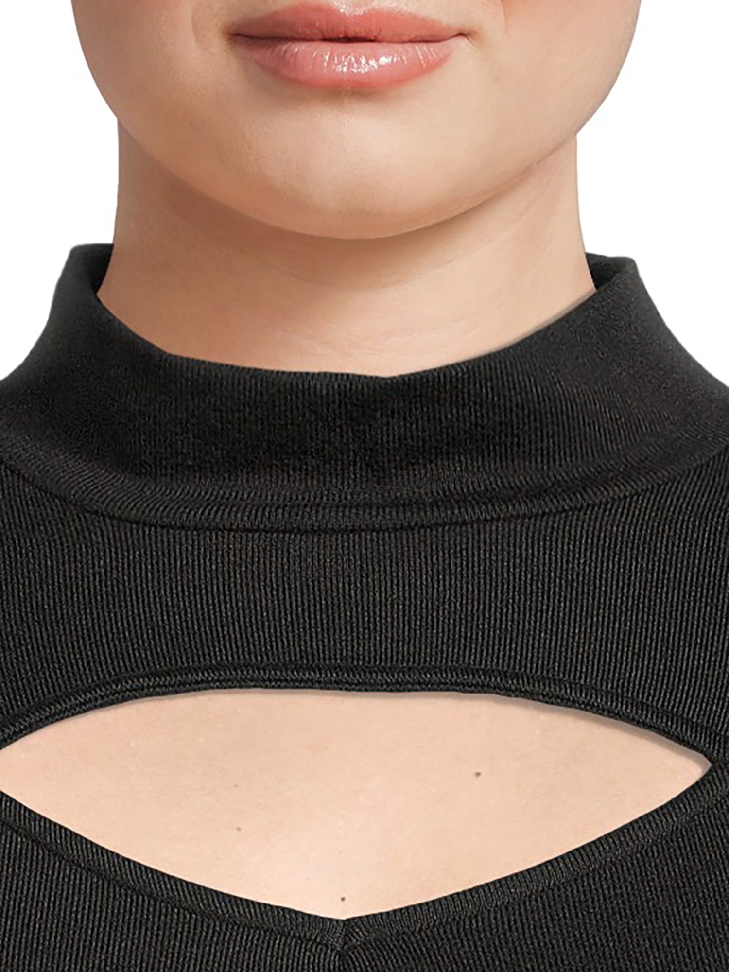 Como Blu Women's Plus Mock Neck Cutout Top