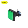 thumbnail image 1 of Juego de botón pulsador 50x50 cuadrado 12V interruptor pulsador iluminado LED con microinterruptor para arcade de video verde 5 piezas, 1 of 5