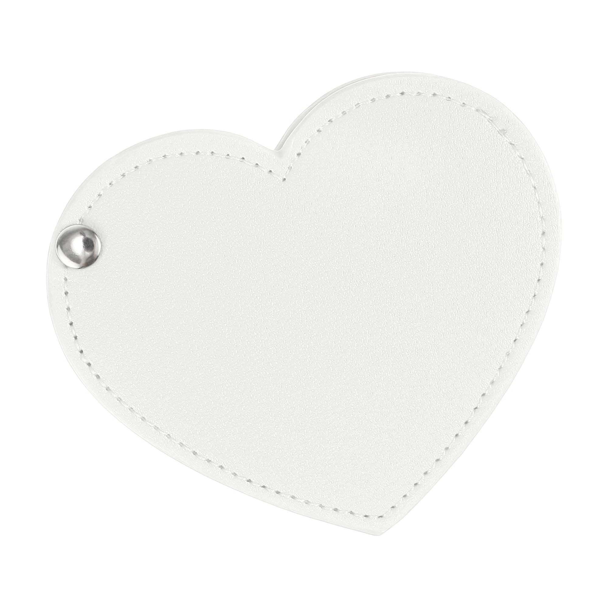 Unique Bargains 1Pc Rotating Heart Makeup Mirror for Travel White