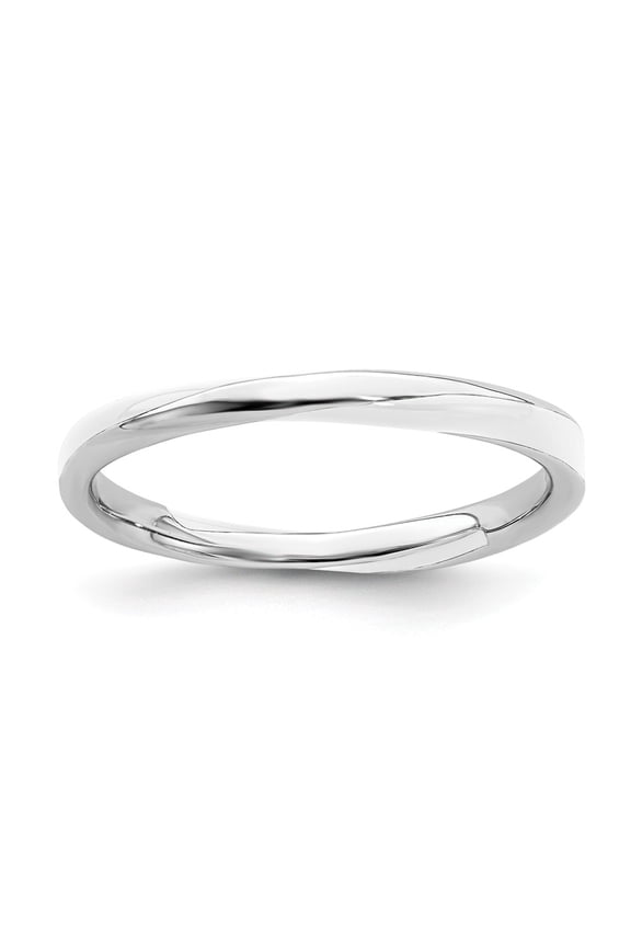 925 Sterling Silver Stackable Expressions Twisted White Enameled Ring Size: 10; for Adults and Teens; for Women and Men