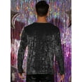 thumbnail image 3 of Unique Bargains Men's Velvet Shirts Vintage Crew Neck Long Sleeve Velour T-Shirts S Black, 3 of 6