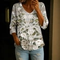 thumbnail image 2 of DeHolifer Women's Shirts Floral Printed 3/4-Sleeve V-Neck Button Down Casual Loose Shirts Tops Gray 2XL, 2 of 6
