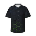 thumbnail image 1 of Fotbe Modern Hexagonal Neon Grid Camisa Hawaiana para Hombre Unisex – Camisa Casual de Verano con Botones de Manga Corta de Algodón y Lino,Small, 1 of 7