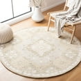 thumbnail image 2 of SAFAVIEH Micro-Loop Candis Floral Area Rug, Beige/Grey, 5' x 5' Round, 2 of 7