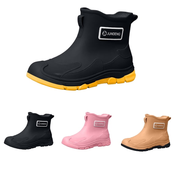 Crunowin Women's Ankle Rain Boots, Non-Slip Everyday Short Low-Cut All-Season Wear Outdoor Shoes Brown 9