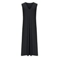 thumbnail image 5 of BSDJILFG Maxi Dresses for Women Plus Size Casual Solid Color V Neck Tank Flowy Loose Cami Dresses Pajama Dress for Women with Pockets Sundresses Pullover Sleepwear Sizes S-3XL, 5 of 6