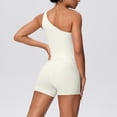 thumbnail image 6 of XUNKUSGA Workout Sets for Women Fashion One Shoulder Tops and High Waist Biker Shorts 2 Piece Sets for Women Soild Color Seamless Stretchy Matching Workout Sets,White,S, 6 of 7