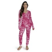 #followme Tie Dye 2 Piece Jogger Thermal Pajama Set for Women 6862-10575-XXL (Tie Dye Pink, X-Large)