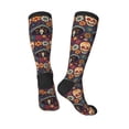 thumbnail image 4 of Easygdp Skulls and Flowers Soccer Socks Sport Knee High Socks Calf Compression Athletic Socks for Men and Women, 4 of 9