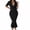 Black, variant on Elainilye Fashion Bodycon Dresses for Women Solid Color Wrap Buttocks Flounce Short Sleeve V-Neck Mid-Calf Dress,Black