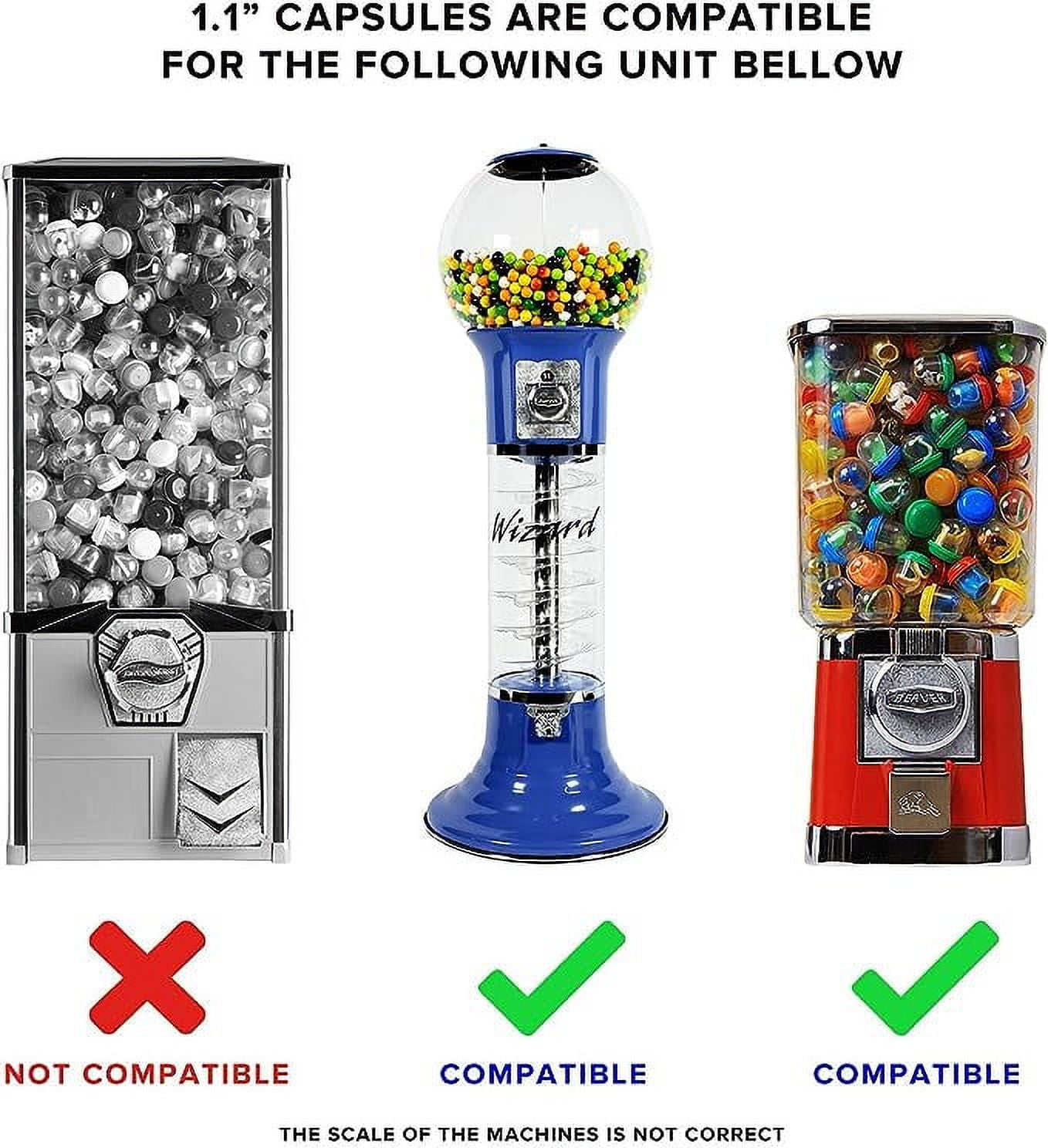 Libima 300 Pcs Gumball Machine Capsules Round Capsules 1.1 1.25 Vending  Machine Capsules Empty Clear Balls Toys Small Gumball Containers for